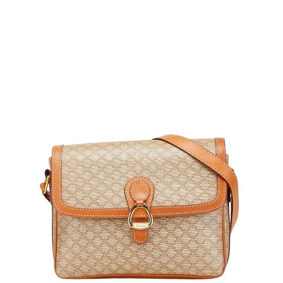 Celine Brown Beige Bag Shoulder Leather Macadam - Picture 1 of 8